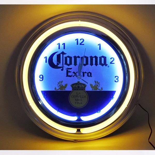 アメリカン レトロ 時計 壁掛け ネオンクロック コロナ ビール corona