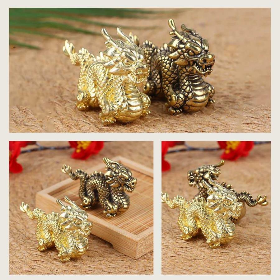 置物 聖龍 ミニチュア 全2色 金 銅 ゴールド ブロンズ 風水 金属 6cm