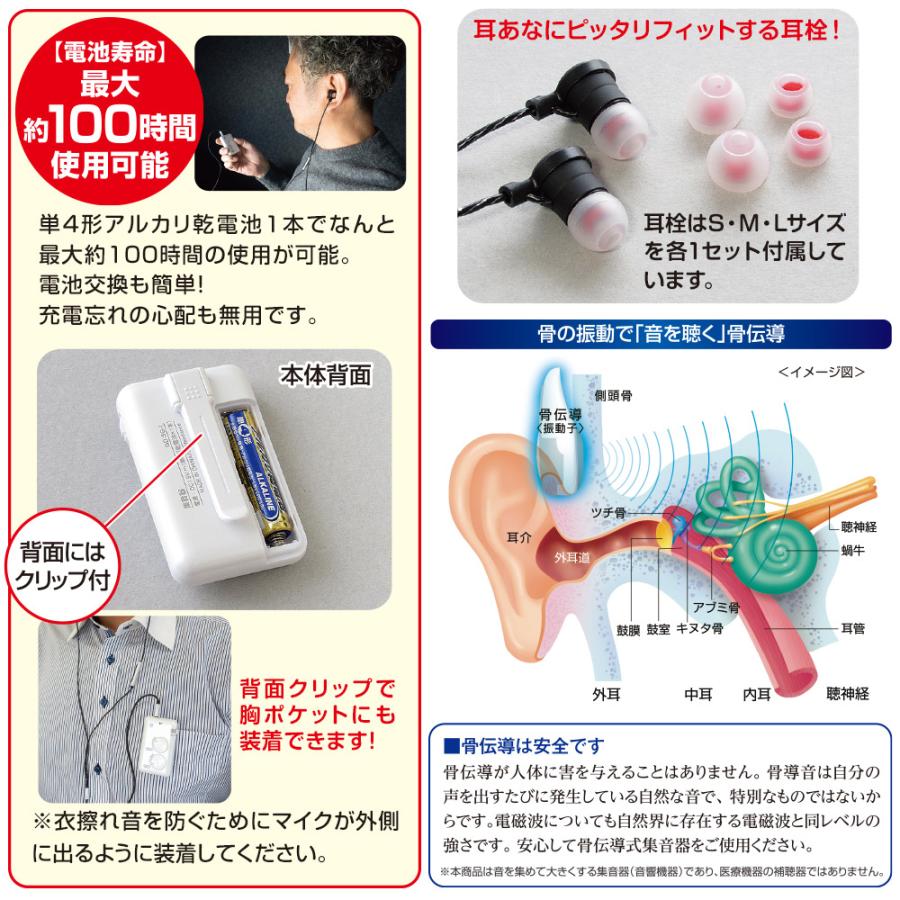 集音器 骨伝導 イヤホン ハイブリッド式 イヤーソニックイン