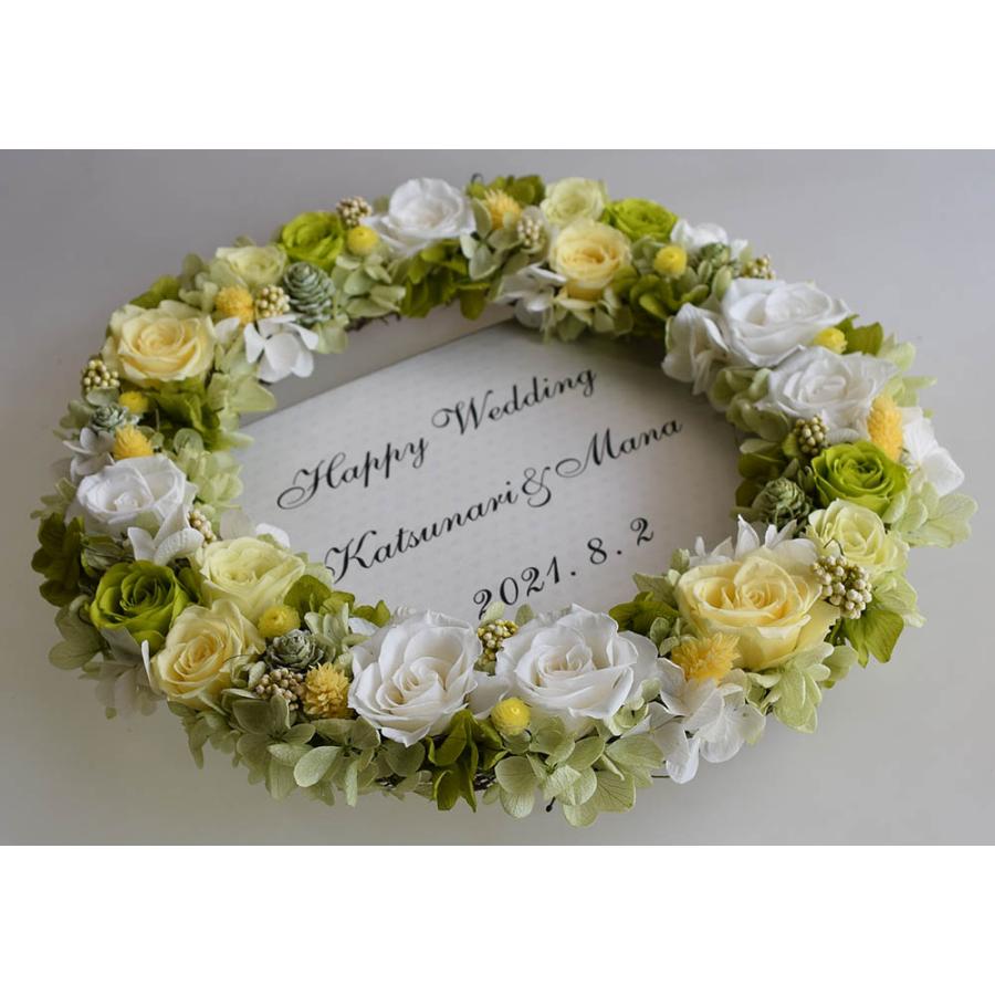 ウェルカムリース バラがいっぱい プリザーブドフラワー 白・黄・緑