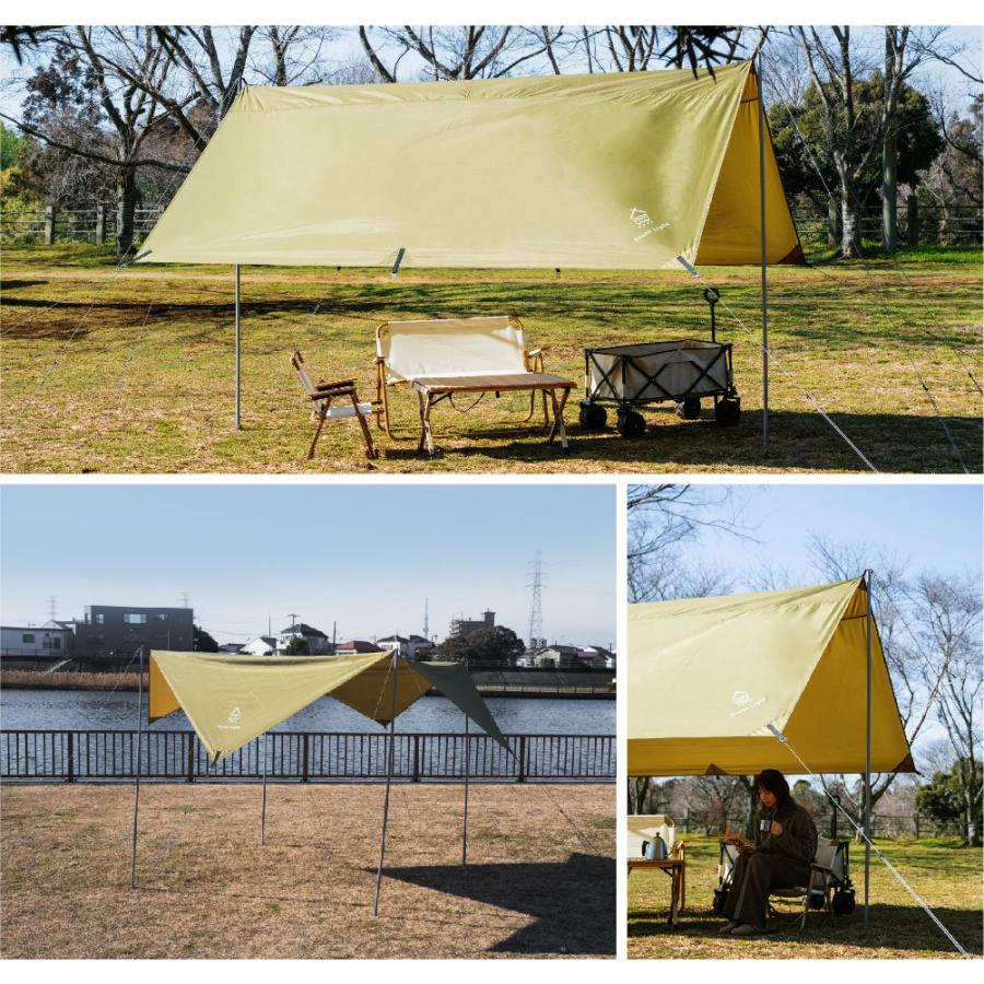 スクエアタープテント キャンプ 4-6人用 軽量 355×355cm タープテント