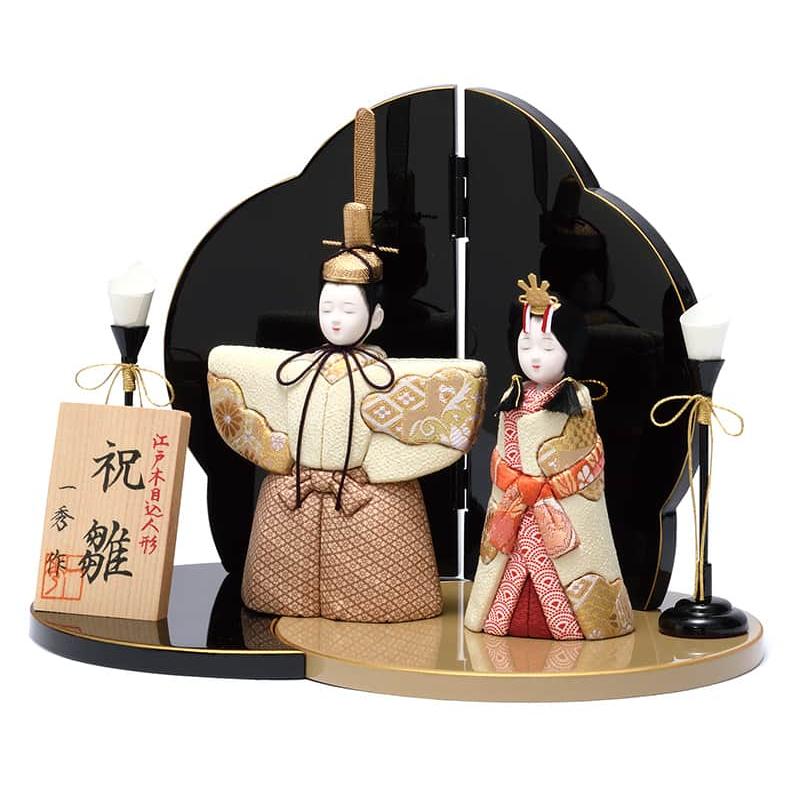 雛人形 コンパクト 一秀 ひな人形 木目込人形飾り 平飾り 親王飾り 立