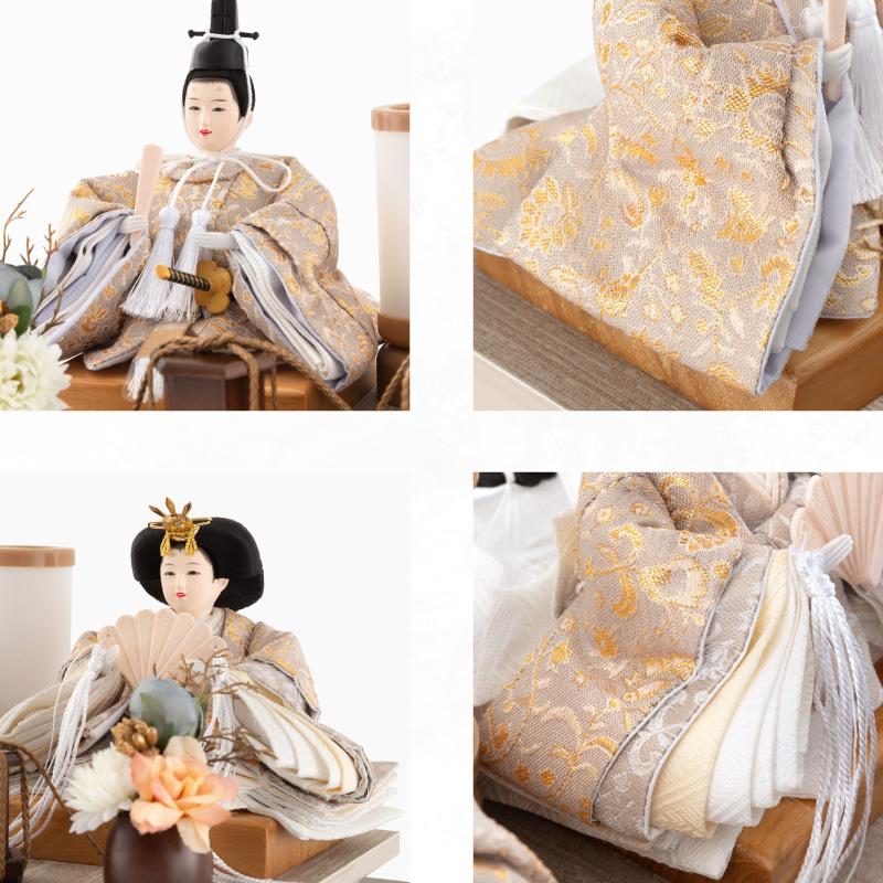 雛人形 コンパクト ひな人形 ケース飾り 親王飾り 木製ラウンドケース