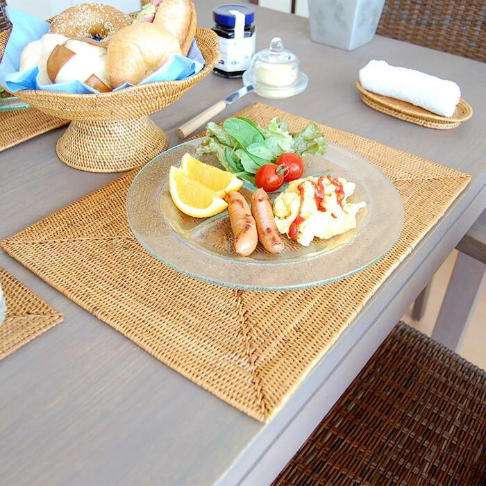 アタ製ランチョンマット バリ島産 スクエア型 2604 : アジア工房