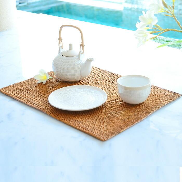 アタ製ランチョンマット バリ島産 スクエア型 2604 : アジア工房