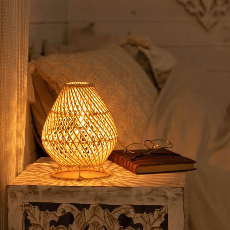 テーブル ライト ラタン ランプ シェード 口金 E12 LED対応 デスク