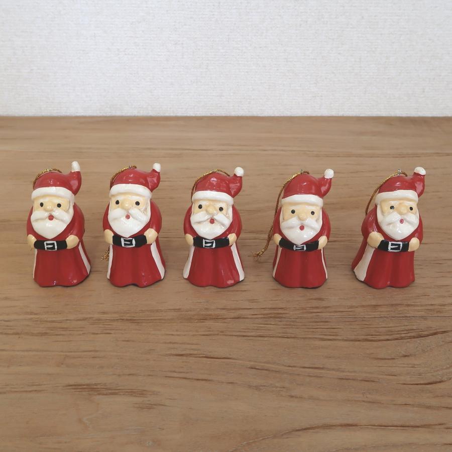 サンタクロースの木彫りオブジェ 吊り下げ 8.5cm アンティーク調