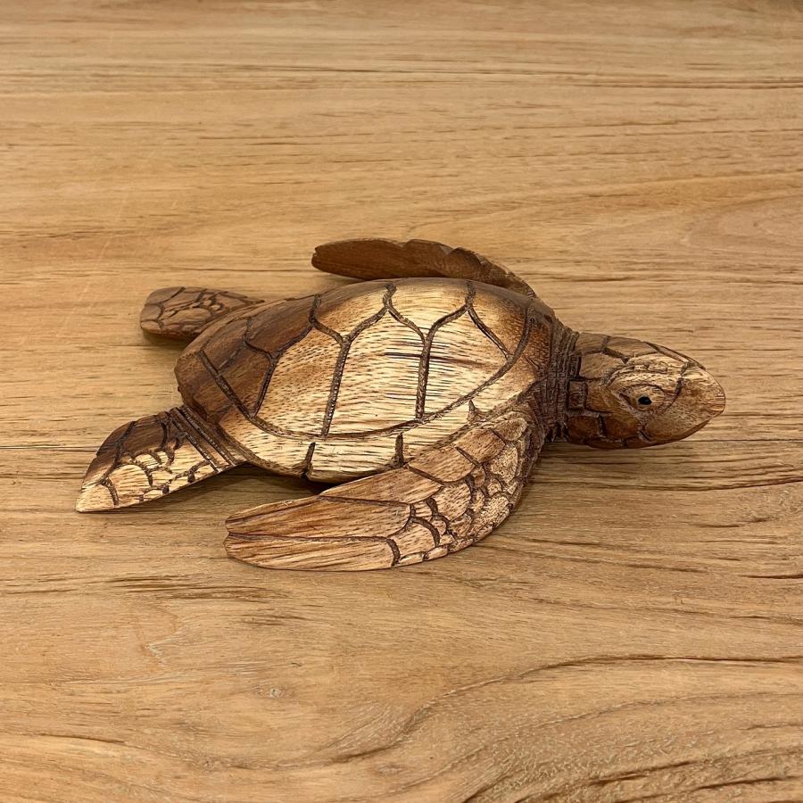 ホヌの木彫りの置物 海亀 21cm ホヌの置物 海亀の置物 海亀の木彫り