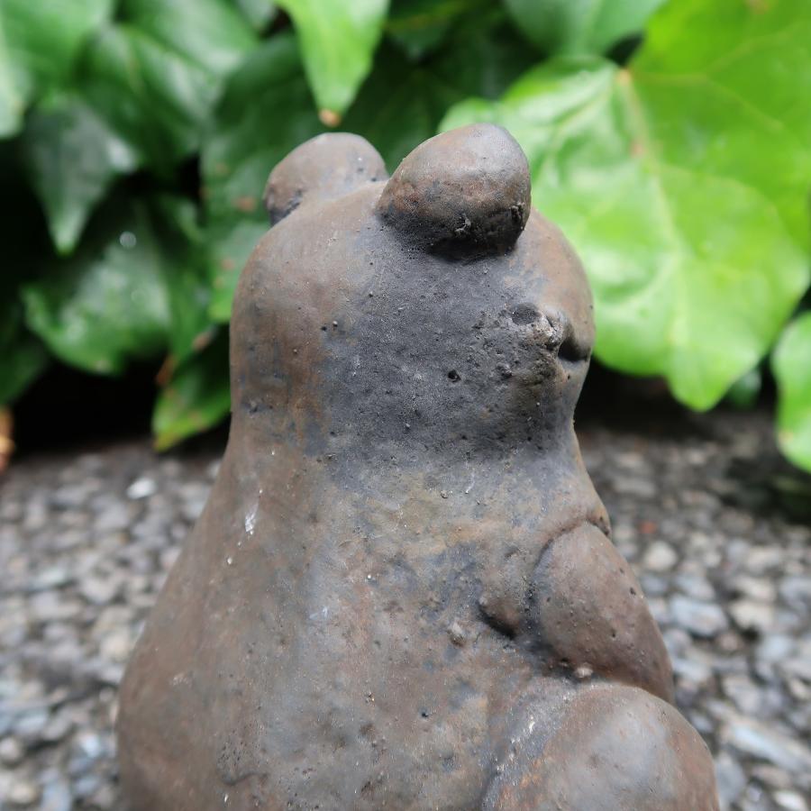 カエルの石像 コンクリート Sサイズ 13cm アンティーク調 カエルの置物