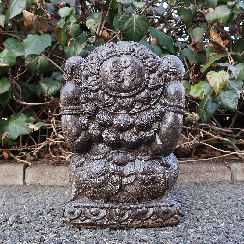 ガネーシャの石像 座像 コンクリート製 ガネーシャの置物 オブジェ
