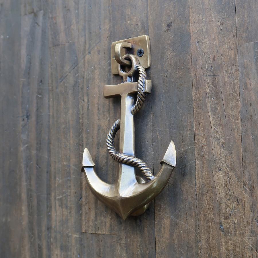 イカリのドアノッカー ドアノック 玄関 真鍮製 アンティーク調 碇 錨