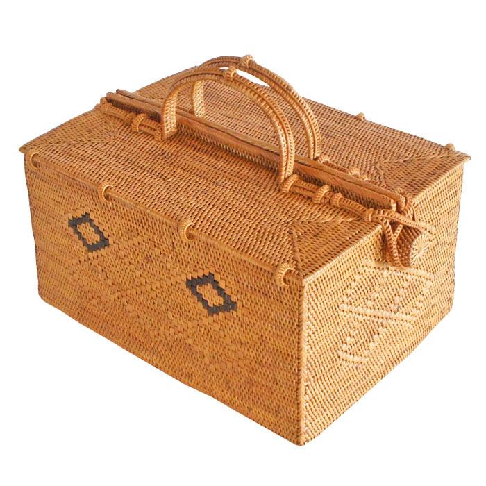 アタ 手編み バスケット ピクニックバスケット《幅36cm×奥行25cm×高さ