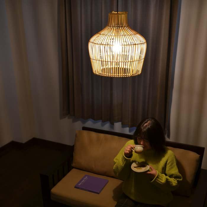 ラタン ペンダントライト ダブル編み たまねぎ型 吊り下げ アジアン