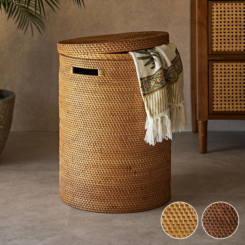 ランドリーバスケット ラタン ふた付き おしゃれ アタ バスケット 大