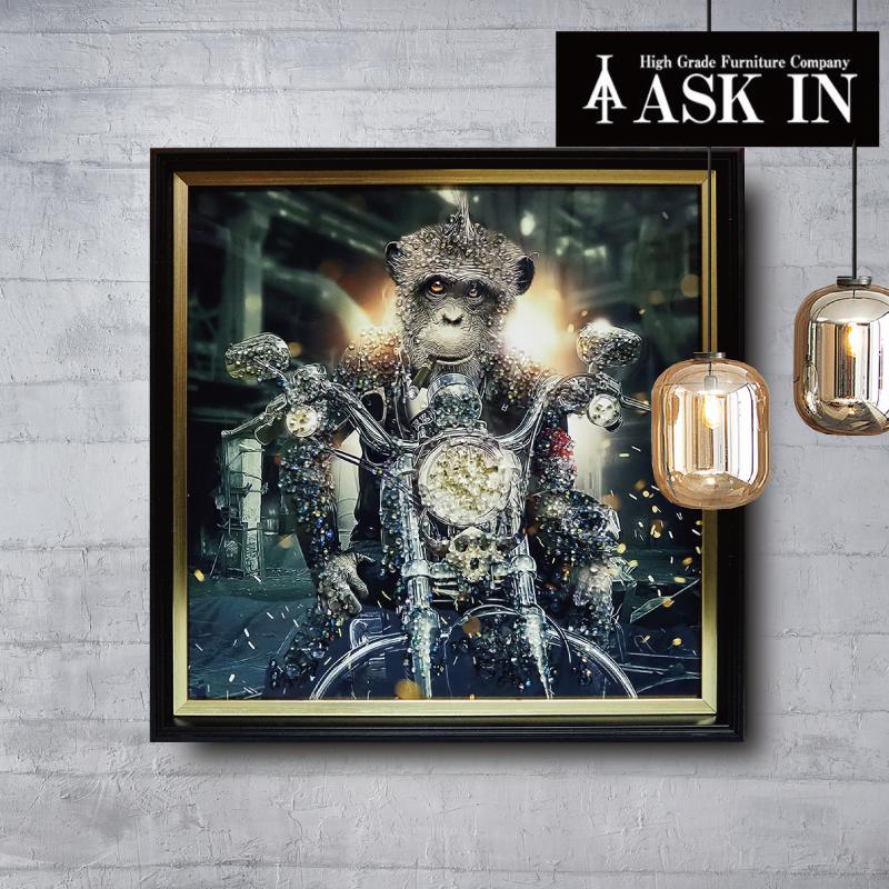 クリスタルアート モンキーバイク312 アートパネル 41x41cm モンキー