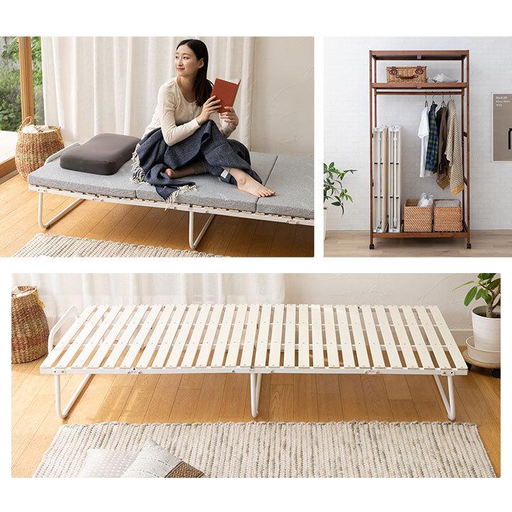 EMOOR（エムール） 折りたたみ すのこベッド シングル 4つ折り ロー
