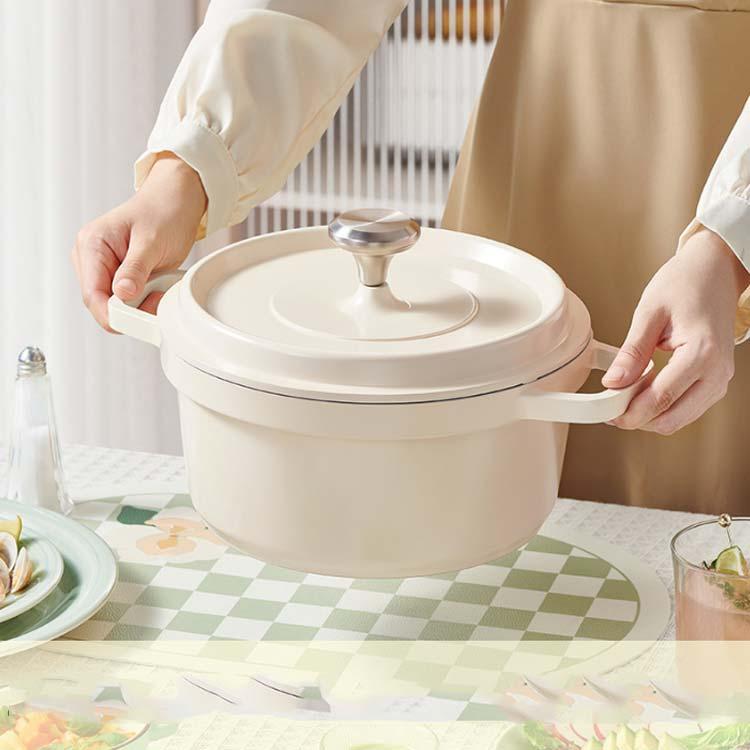 ホーロー鍋 鉄鋳物 ホーロー 両手鍋 20cm 深型 蓋付き IH対応 ガス火