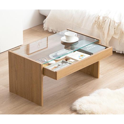 コレクションテーブル W75 引出し 収納付き 机 木製 ローデスク