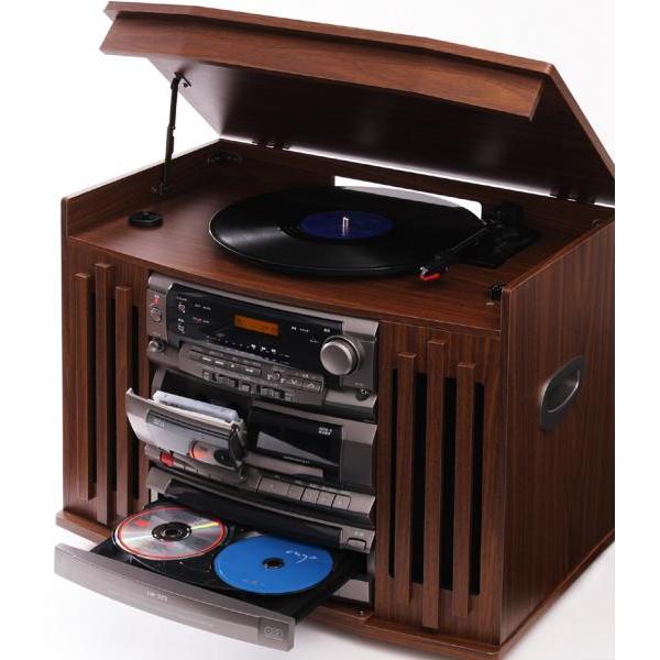 ダブルカセット＆レコードプレーヤー搭載！アンティーク調ステレオ