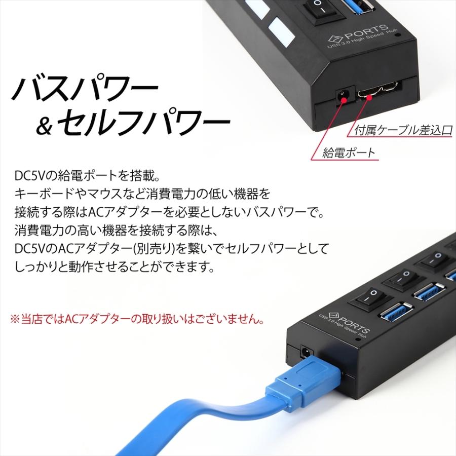 USBハブ 3.0 7ポート スイッチ付き バスパワー USBコンセント 高速ハブ