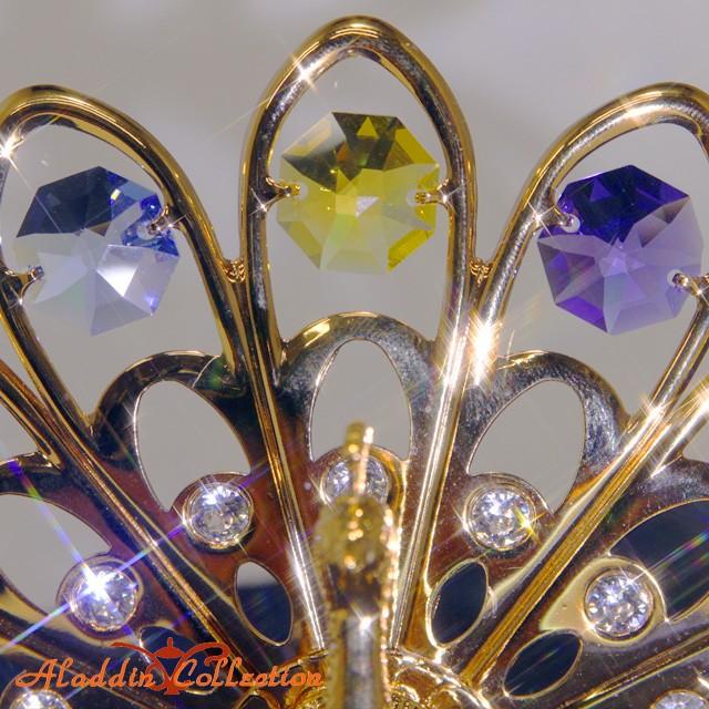 スワロフスキー オーナメント 孔雀 クジャク 置物 合金製 クリスタル