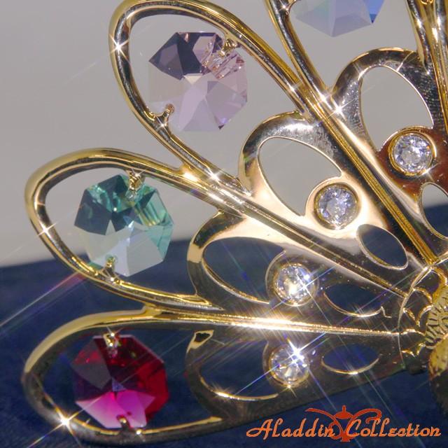 スワロフスキー オーナメント 孔雀 クジャク 置物 合金製 クリスタル