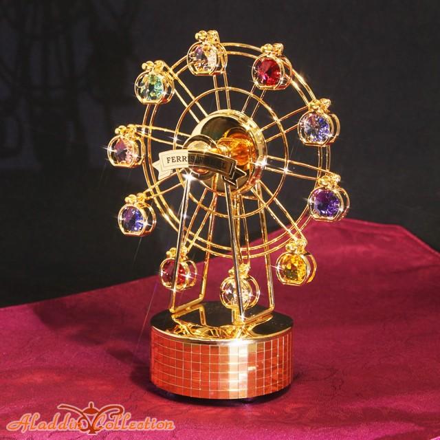 スワロフスキー オーナメント オルゴール観覧車 置物 合金製