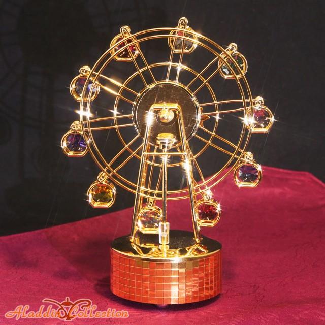 スワロフスキー オーナメント オルゴール観覧車 置物 合金製