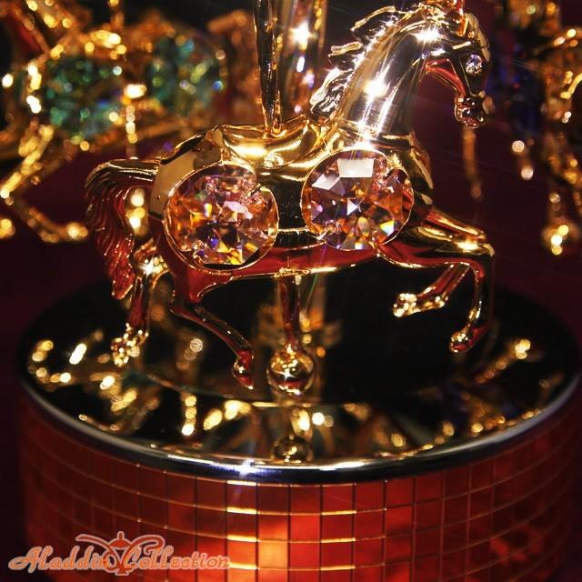 スワロフスキー オーナメント オルゴールメリーゴーランド 置物 合金製