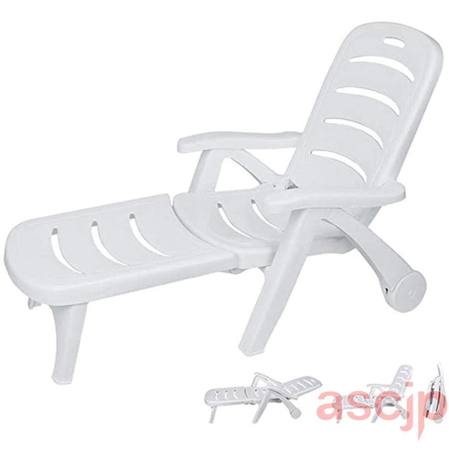 折りたたみ式リクライニングチェア サンラウンジャー ホワイト 厚みの