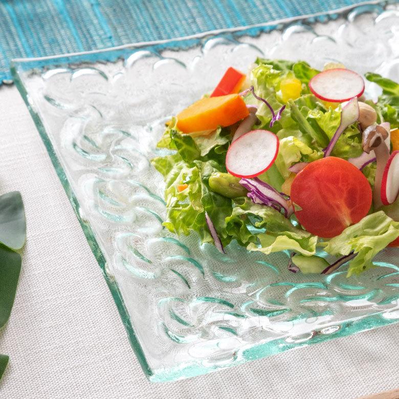 ガラス プレート スクエア Mサイズ 食器 皿 中皿 四角 角皿 前菜