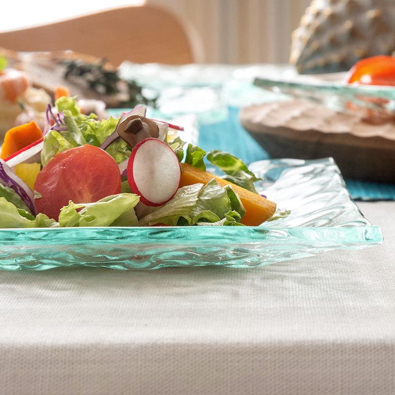 ガラス プレート スクエア Mサイズ 食器 皿 中皿 四角 角皿 前菜