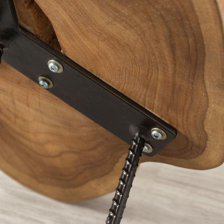 東谷 サイドテーブル 切り株天板 木製 アイアン脚 幅40cm ブラウン 茶