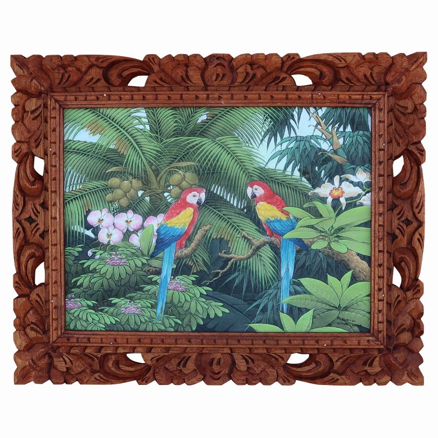 カラフルオウム プンゴセカンスタイル 52X42 ハワイアン アジアン バリ