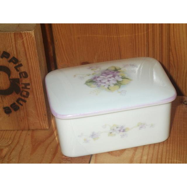 イマン スミレ スクエア陶器ケース imane 小物入れ すみれ 花柄