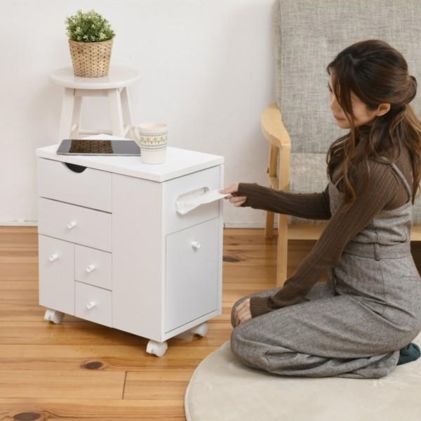 JK-PLAN（ジェイケイ・プラン） コスメワゴン キャスター付き 完成品