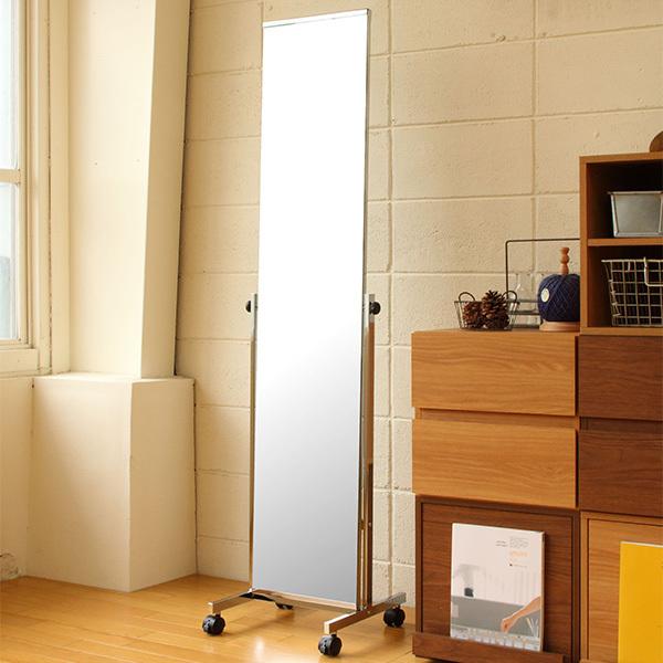 弘益 スタンドミラー 鏡 姿見 全身 全身鏡 キャスター付 フレームなし