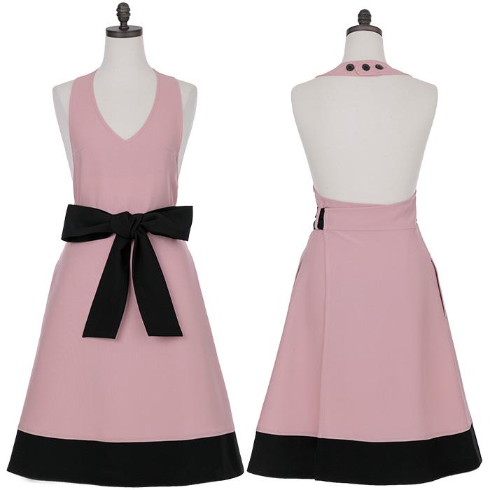 エプロン ブランド 高級 上品 アームボーテ ロータスピンク＆ブラック