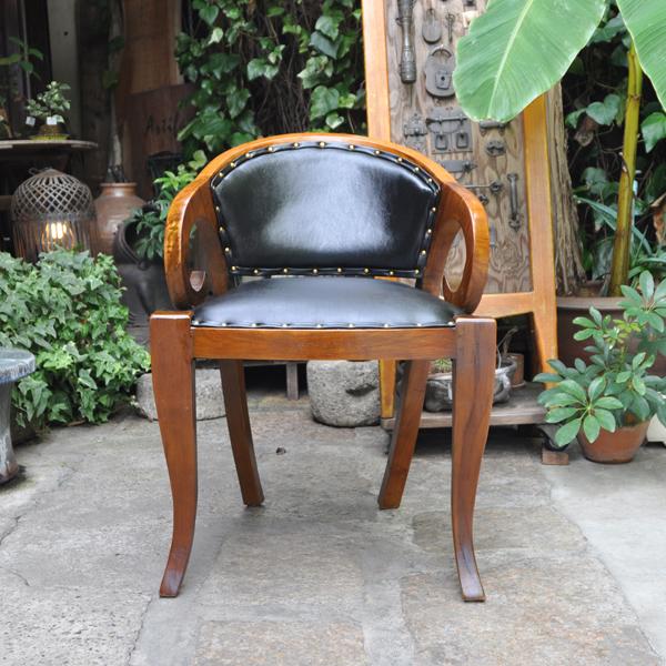 レザーアームチェア 牛革 エレファントチェアUSED 中古 チーク レザー