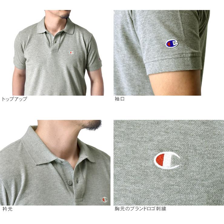 Champion（チャンピオン） ポロシャツ 半袖 鹿の子 ワンポイント刺繍