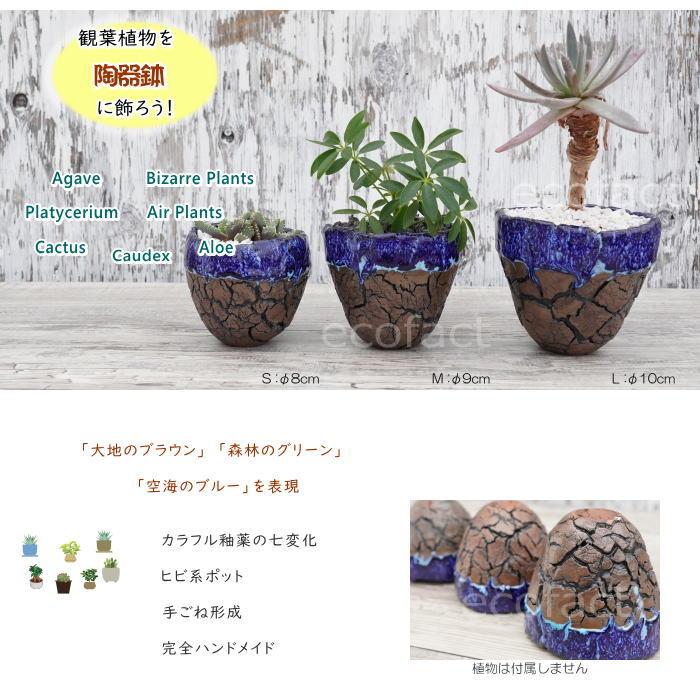 陶器鉢 植木鉢 底穴ありオーシャン（青）濃茶S φ8cm 日本製 園芸鉢
