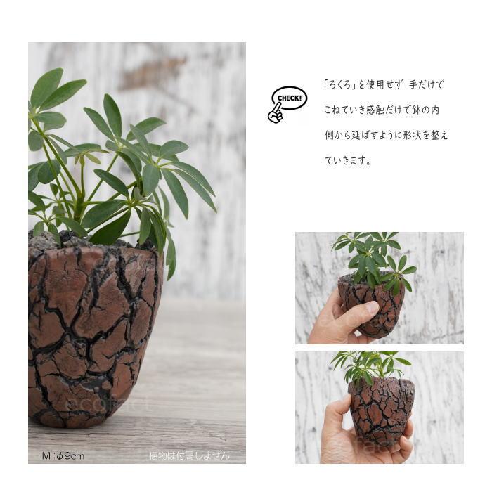 陶器鉢 植木鉢 底穴あり アース 茶 M φ9cm 日本製 園芸鉢 観葉植物