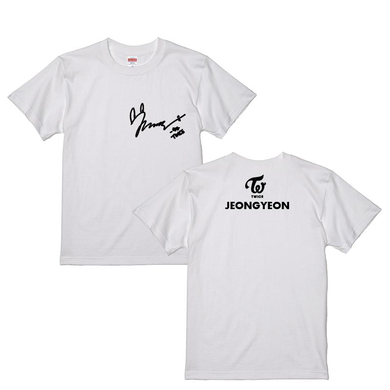 ジョンヨン トゥワイス TWICE サイン入り ロゴ入り ホワイト 白Tシャツ