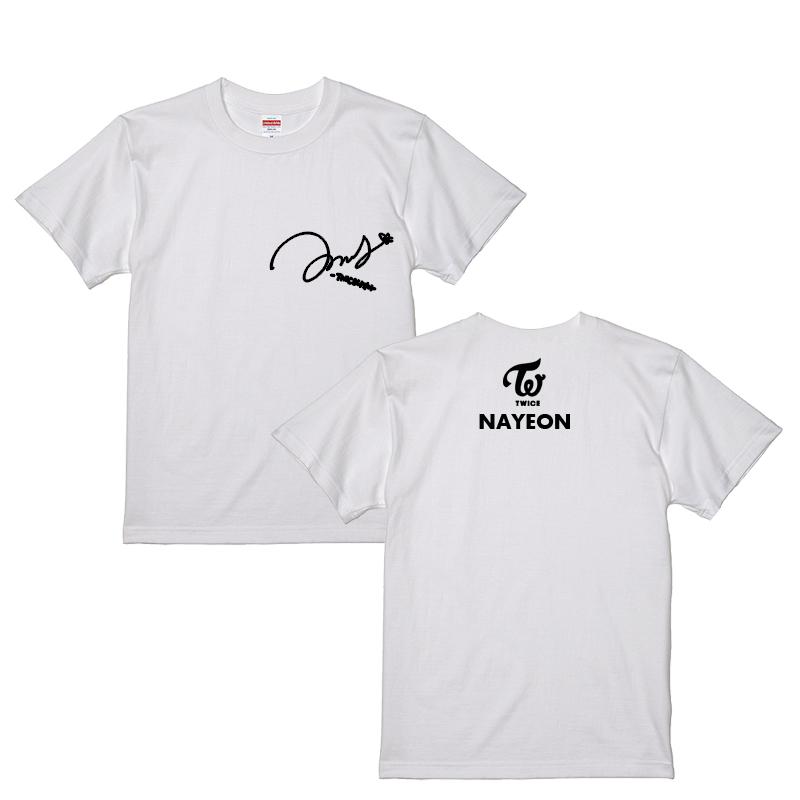 ナヨン トゥワイス TWICE サイン入り ロゴ入り ホワイト 白Tシャツ T