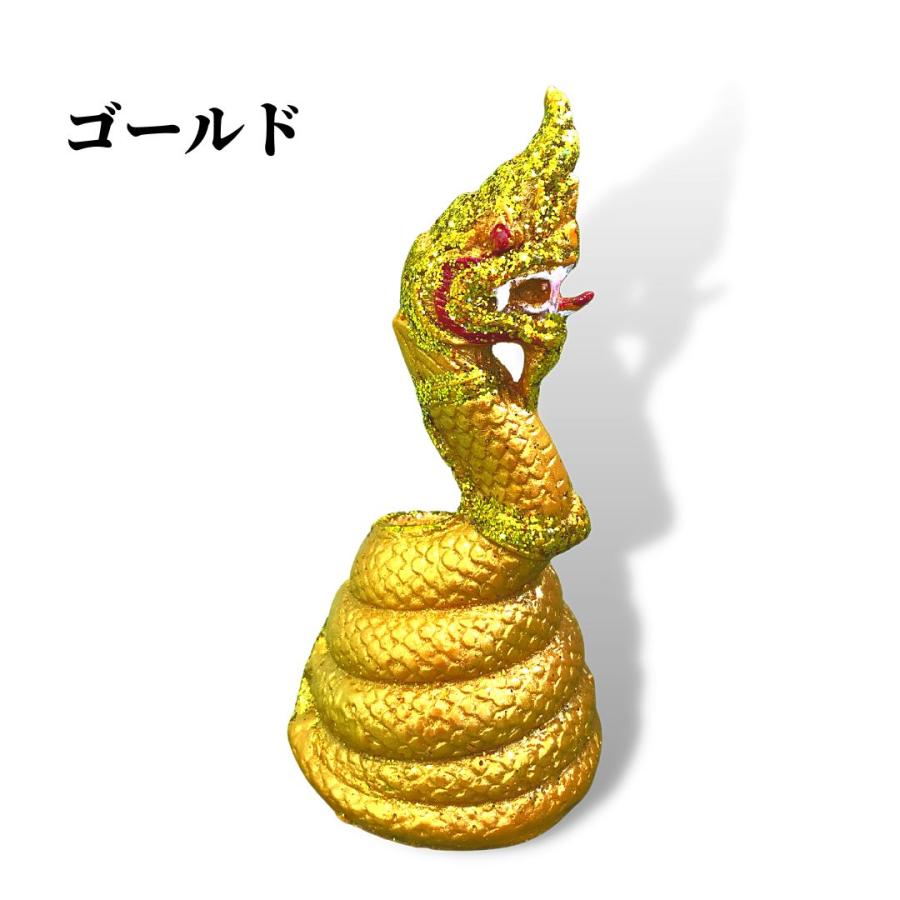 蛇神 ナーガ 像 15cm ホワイト ゴールド レッド タイ 神様 Naga アジア