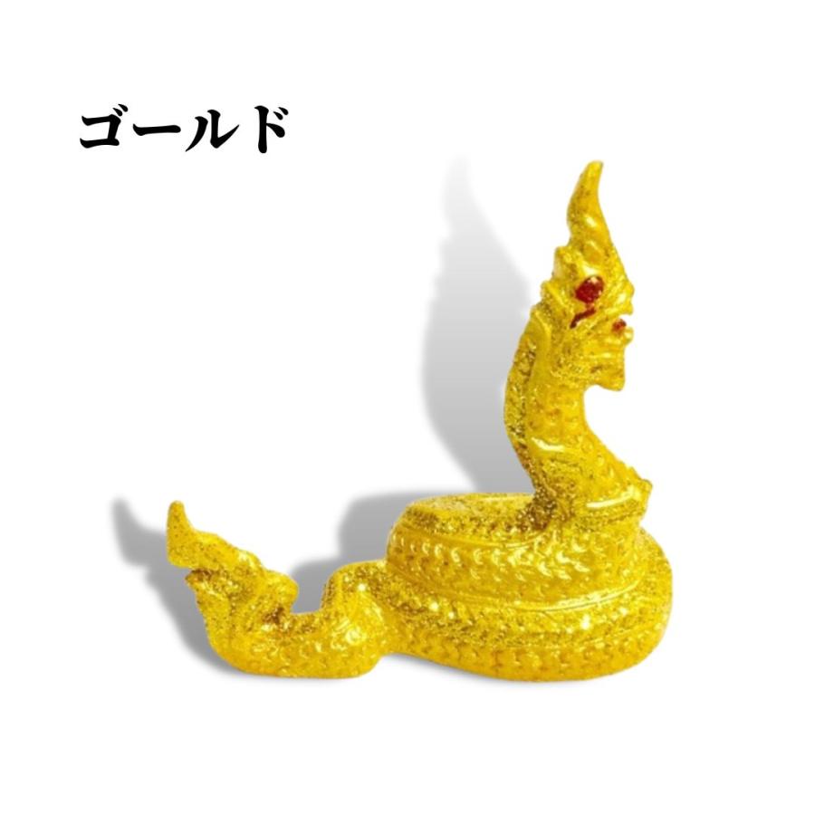 蛇神 ナーガ 像 10cm ホワイト ゴールド レッド タイ 神様 Naga アジア
