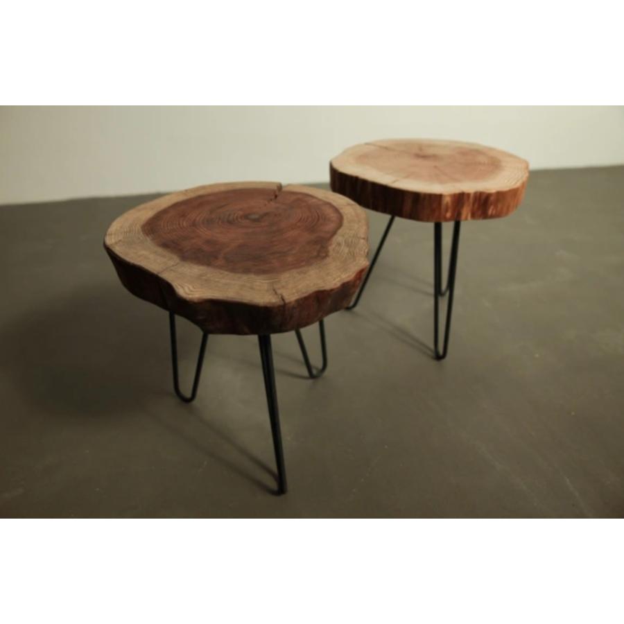 天然木 アイアン＆切り株 スツール 鉄脚 チェア サイドテーブル 1点