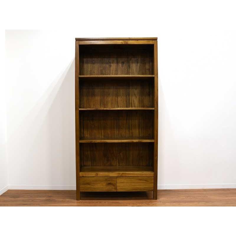 ブックシェルフ チーク 無垢 幅88cm アジアン 北欧 木製 アンティーク