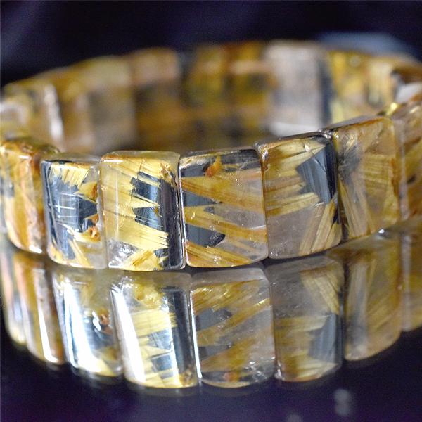 太陽放射ルチルクォーツ バングル 内周約16センチ 5A ブレスレット 最