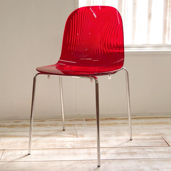 デザイナーズ ダイニングチェア イタリア製 Ocean クリアレッド 完成品